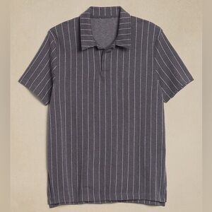 Banana Republic Men’s Jacquard Gray Striped Polo | Size: L | Gray Striped